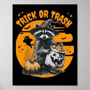 Halloween-Waschbär-Trick oder Müll Retro-Waschbäre Poster