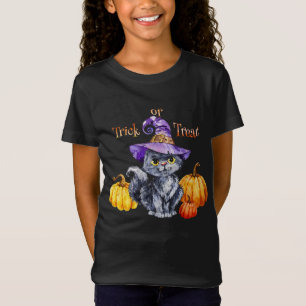 Halloween - Wassercolor Niedlich Kitten Hat und Pu T-Shirt