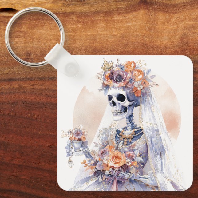 Halloween Wassercolor Skeleton Schlüsselanhänger (Vorderseite)
