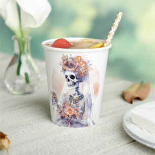 Halloween Wassercolor Skelettpapier Pappbecher