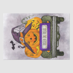 Halloween Wassercolor Truck Pumpkins Seidenpapier
