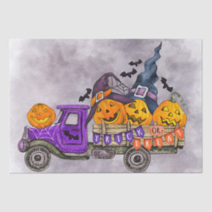 Halloween Wassercolor Truck Pumpkins Seidenpapier