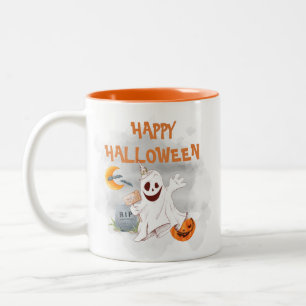 Halloween Wasserfarbe Geist Spukig Süß Zweifarbige Tasse