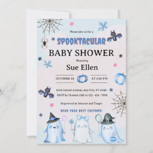 Halloween-Wasserfarbe-Geister-Baby-Shower-Einladun Einladung