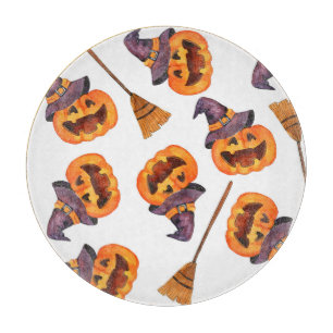 Halloween Wasserfarbe, Herbst Nahtloses Muster. Schneidebrett