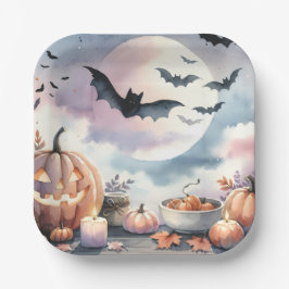 Halloween Wasserfarbe Pappteller