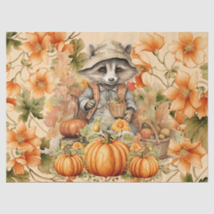Halloween Wasserfarbe Raccoon & Pumpkins Decoupage Seidenpapier