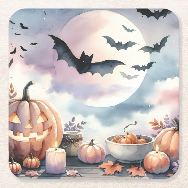 Halloween Wasserfarbe Rechteckiger Pappuntersetzer (Vorderseite)