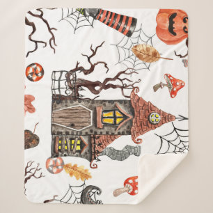 Halloween Wasserfarbe: Spuk Hausmuster. Sherpadecke