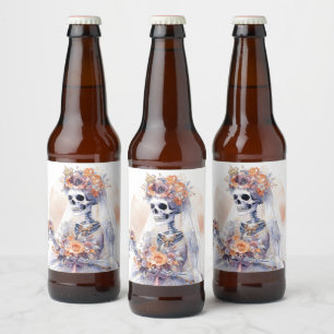 Halloween-Wasserfarben-Skelettbieretiketten Bierflaschenetikett