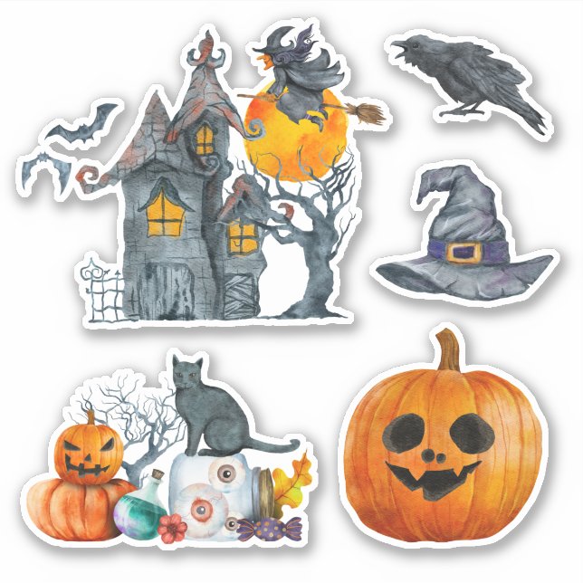 Halloween Wasserfarbenhandschrift Aufkleber (Vorderseite)