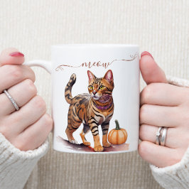 Halloween Wasserfarbenkatze bengalisch mit Kürbis Kaffeetasse