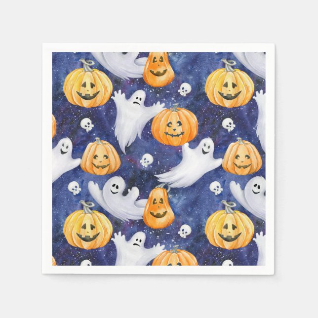 Halloween Wasserfarbmuster Serviette (Vorderseite)