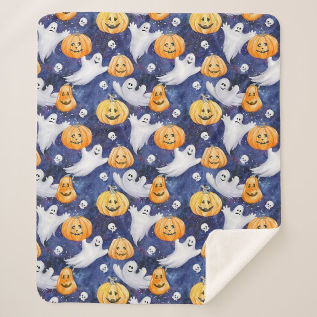 Halloween Wasserfarbmuster Sherpadecke (Vorderseite)