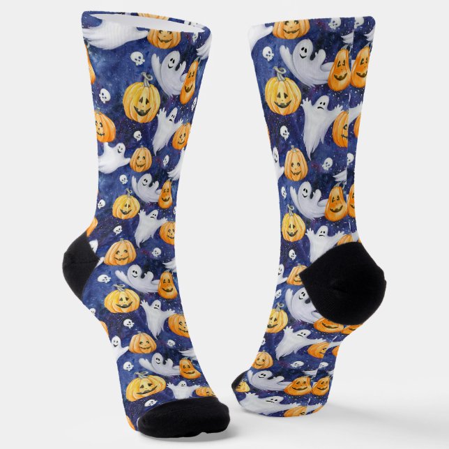 Halloween Wasserfarbmuster Socken (Gewinkelt)