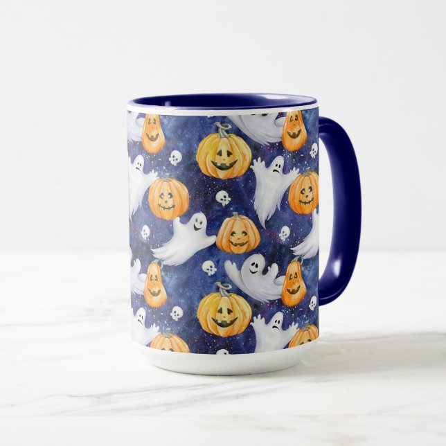 Halloween Wasserfarbmuster Tasse (VorderseiteRechts)