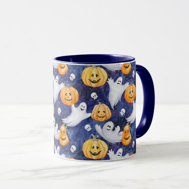 Halloween Wasserfarbmuster Tasse (VorderseiteRechts)
