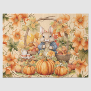 Halloween Watercolor Bunny & Pumpkins Decoupage Seidenpapier