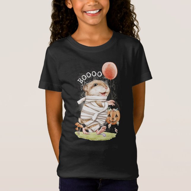 Halloween Watercolor Mummy Hamster T-Shirt (Vorderseite)