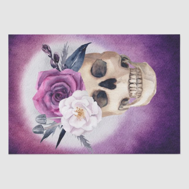 Halloween Watercolor Skull Seidenpapier (Vorderseite)