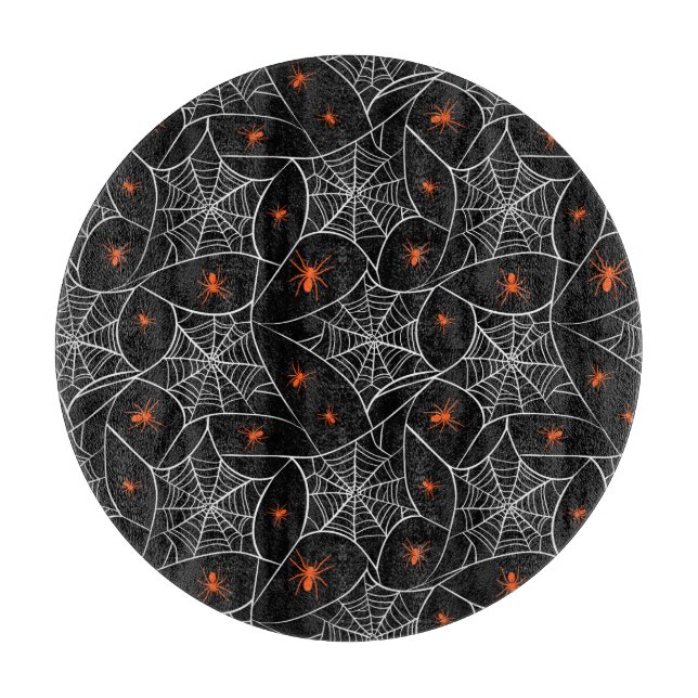 Halloween Web und Spinnen Hintergrund. Schneidebrett (Vorderseite)