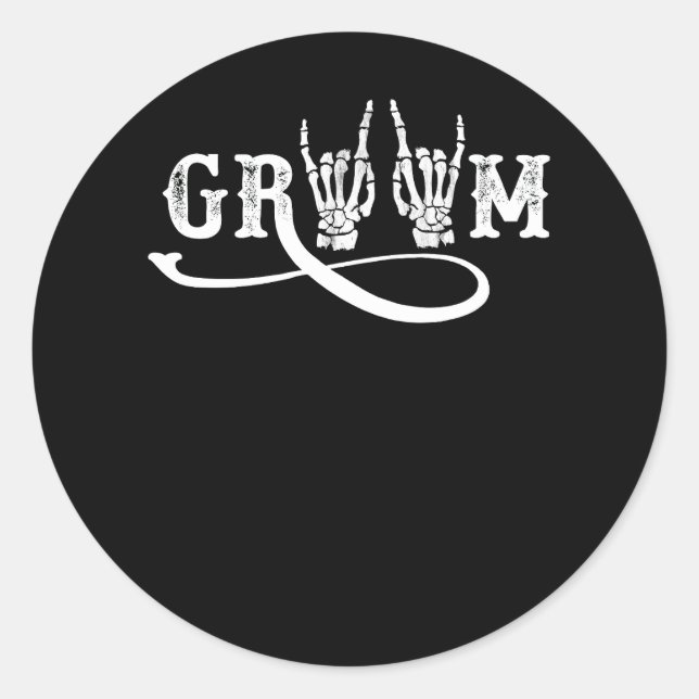 Halloween Wedding Bride Groom Skelett bis zum Tod Runder Aufkleber (Vorderseite)