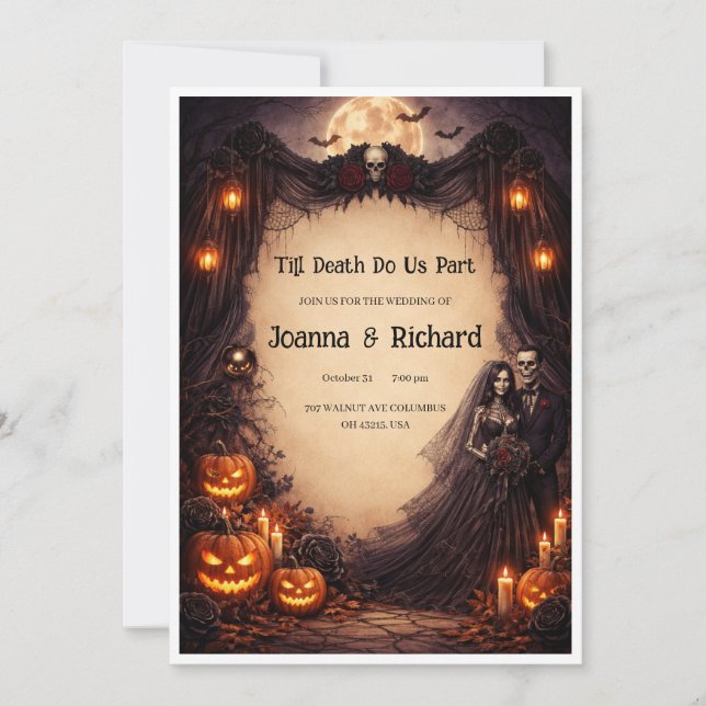 Halloween Wedding inventation. Einladung (Vorderseite)