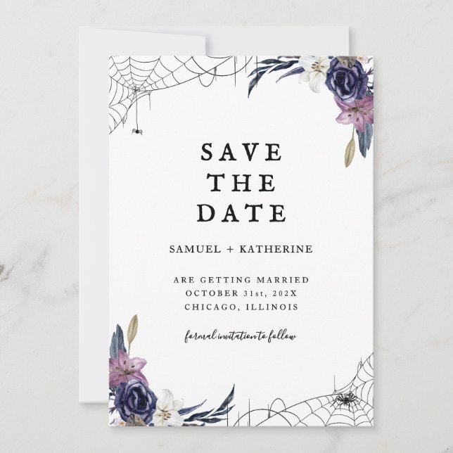 Halloween Wedding Save the Date Card (Vorderseite)