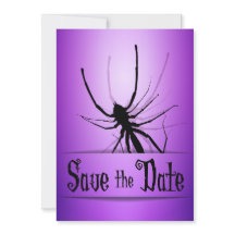 Halloween Wedding Save the Date Card Lila Spider