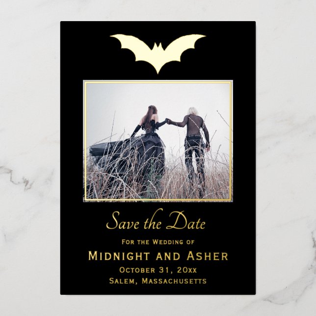 Halloween Wedding Save the Date Folieneinladung (Vorderseite)