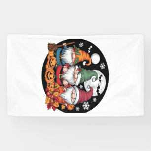 Halloween Weihnachten Erntedankfest Gnome Klassisc Banner