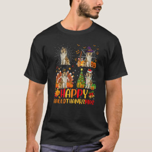 Halloween Weihnachten Rough Collie Hund Hallothank T-Shirt