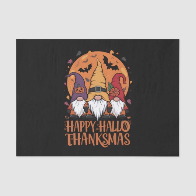 Halloween Weihnachtsgeschenk HalloDankeMas Gnomes Seidenpapier (Vorderseite)