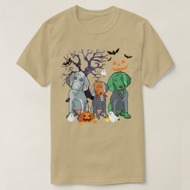 Halloween Weimaraner Hund Hexe Beängstigend Hallow T-Shirt (Design vorne)