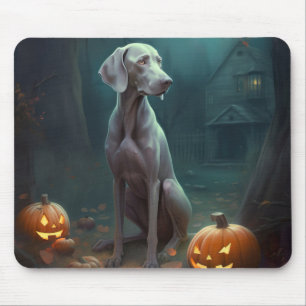 Halloween Weimaraner mit Pumpkins Beängstigend Mousepad