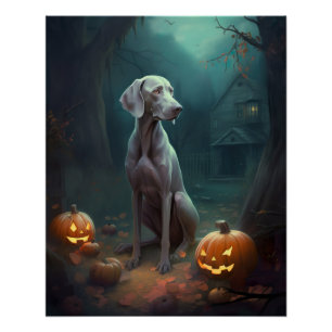 Halloween Weimaraner mit Pumpkins Beängstigend Poster