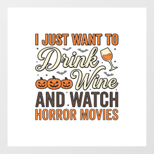 Halloween-Wein-Horrorfilme Vintage-Shirt-Design_ Fensteraufkleber