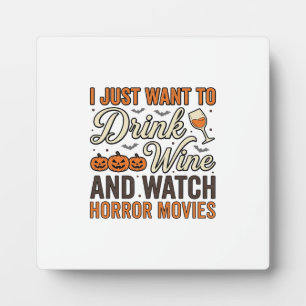 Halloween-Wein-Horrorfilme Vintage-Shirt-Design_ Fotoplatte