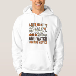 Halloween-Wein-Horrorfilme Vintage-Shirt-Design_ Hoodie