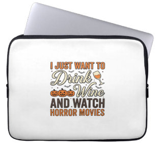 Halloween-Wein-Horrorfilme Vintage-Shirt-Design_ Laptopschutzhülle