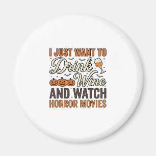 Halloween-Wein-Horrorfilme Vintage-Shirt-Design_ Magnet