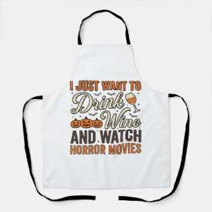 Halloween-Wein-Horrorfilme Vintage-Shirt-Design_ Schürze