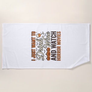 Halloween-Wein-Horrorfilme Vintage-Shirt-Design_ Strandtuch