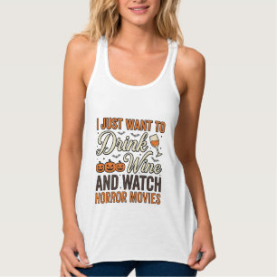 Halloween-Wein-Horrorfilme Vintage-Shirt-Design_ Tank Top