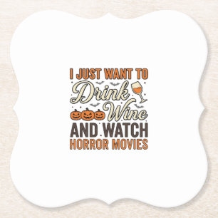Halloween-Wein-Horrorfilme Vintage-Shirt-Design_ Untersetzer