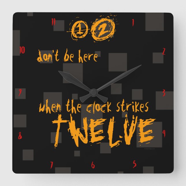 Halloween weird creepy art box black spooky quadratische wanduhr (Vorderseite)