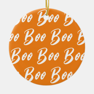 Halloween weiß orange Boo Textmuster Keramik Ornament
