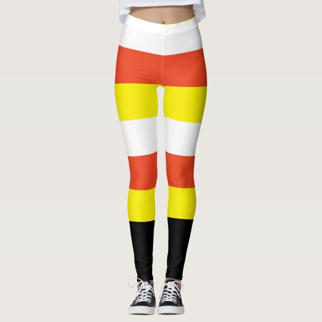 Halloween, weißes Orangengelb und schwarz Leggings (Vorderseite)