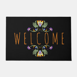 Halloween Welcome Folk Blume Orange Lila Fußmatte