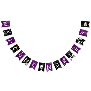 Halloween Welcome Mortals Black Lila Wimpelkette